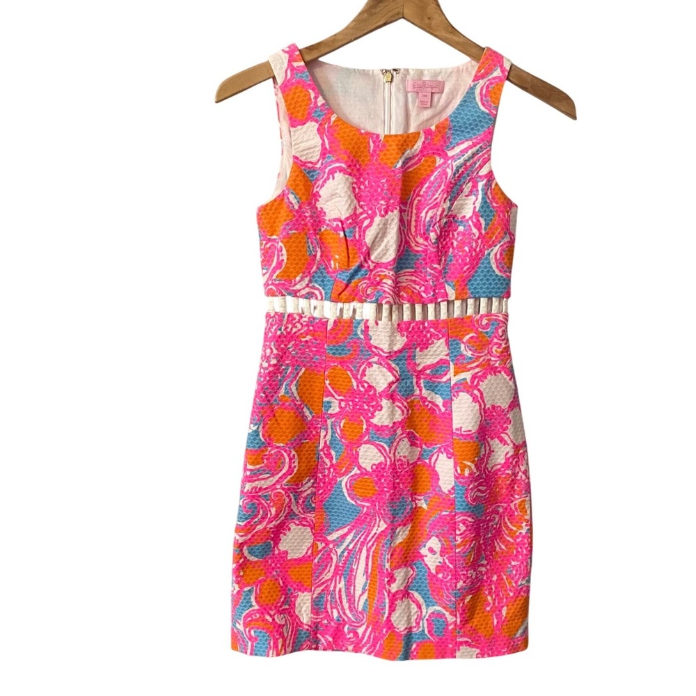 Lilly Pulitzer Iggy Resort Cut out Shift Dress‎ Cotton Sz 00 Preppy Beachy